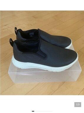Ecco Black Slip-On Loafers with White Platform Sole